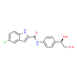 ChemSpider 2D Image | 5-Chloro-N-{4-[(1R)-1,2-dihydroxyethyl]phenyl}-1H-indole-2-carboxamide | C17H15ClN2O3