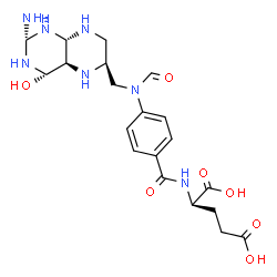 ChemSpider 2D Image | N-{4-[{[(2R,4S,4aR,6S,8aS)-2-Amino-4-hydroxydecahydro-6-pteridinyl]methyl}(formyl)amino]benzoyl}-D-glutamic acid | C20H29N7O7