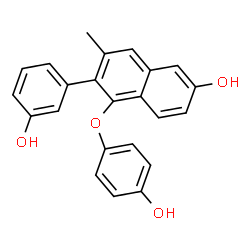 ChemSpider 2D Image | 5-(4-Hydroxyphenoxy)-6-(3-hydroxyphenyl)-7-methyl-2-naphthol | C23H18O4