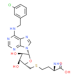 ChemSpider 2D Image | (S)-2-Amino-4-(((2s,3s,4r,5r)-5-(6-(3-Chlorobenzylamino)-9h-Purin-9-Yl)-3,4-Dihydroxytetrahydrofuran-2-Yl)methylthio)butanoic Acid | C21H25ClN6O5S