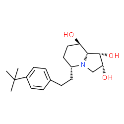 ChemSpider 2D Image | (1s,2r,5r,8r,8ar)-5-[2-(4-Tert-Butylphenyl)ethyl]octahydroindolizine-1,2,8-Triol | C20H31NO3