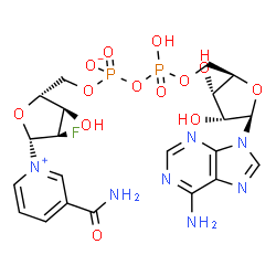 ChemSpider 2D Image | [[(2r,3s,4r,5r)-5-(6-Aminopurin-9-Yl)-3,4-Dihydroxyoxolan-2-Yl]methoxy-Hydroxyphosphoryl] [(2r,3s,4r,5r)-5-(3-Carbamoylpyridin-1-Ium-1yl)- 3-Fluoro-,4- Hydroxyoxolan-2-Yl]methyl Phosphate | C21H26FN7O13P2