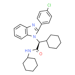 ChemSpider 2D Image | (2S)-2-[2-(4-Chlorophenyl)-1H-benzimidazol-1-yl]-N,2-dicyclohexylacetamide | C27H32ClN3O