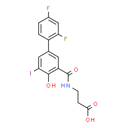ChemSpider 2D Image | N-[(2',4'-Difluoro-4-hydroxy-5-iodo-3-biphenylyl)carbonyl]-beta-alanine | C16H12F2INO4
