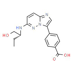 ChemSpider 2D Image | 4-(6-{[(2R)-1-Hydroxy-2-butanyl]amino}imidazo[1,2-b]pyridazin-3-yl)benzoic acid | C17H18N4O3