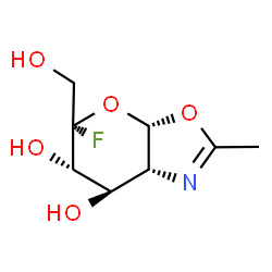 ChemSpider 2D Image | (3aS,5S,6S,7R,7aR)-5-Fluoro-5-(hydroxymethyl)-2-methyl-5,6,7,7a-tetrahydro-3aH-pyrano[3,2-d][1,3]oxazole-6,7-diol | C8H12FNO5