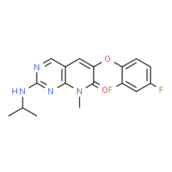 ChemSpider 2D Image | 6-(2,4-Difluorophenoxy)-2-(isopropylamino)-8-methylpyrido[2,3-d]pyrimidin-7(8H)-one | C17H16F2N4O2