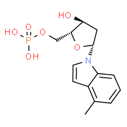 ChemSpider 2D Image | 1-(2-Deoxy-5-O-phosphono-beta-D-erythro-pentofuranosyl)-4-methyl-1H-indole | C14H18NO6P