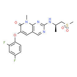ChemSpider 2D Image | 6-(2,4-Difluorophenoxy)-8-methyl-2-{[(2R)-1-(methylsulfonyl)-2-propanyl]amino}pyrido[2,3-d]pyrimidin-7(8H)-one | C18H18F2N4O4S