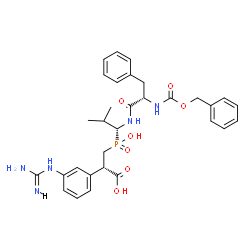 ChemSpider 2D Image | (2S)-3-{[(1R)-1-({N-[(Benzyloxy)carbonyl]-L-phenylalanyl}amino)-2-methylpropyl](hydroxy)phosphoryl}-2-(3-carbamimidamidophenyl)propanoic acid | C31H38N5O7P