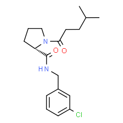 ChemSpider 2D Image | N-(3-Chlorobenzyl)-1-(4-methylpentanoyl)-L-prolinamide | C18H25ClN2O2