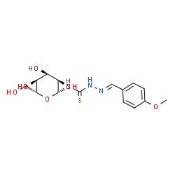 ChemSpider 2D Image | N-{[(2E)-2-(4-Methoxybenzylidene)hydrazino]carbonothioyl}-beta-D-glucopyranosylamine | C15H21N3O6S