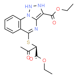ChemSpider 2D Image | Ethyl 5-{[(2R)-1-ethoxy-1,3-dioxo-2-butanyl]sulfanyl}-1,2-dihydro[1,2,3]triazolo[1,5-a]quinazoline-3-carboxylate | C18H20N4O5S