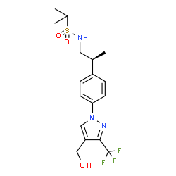 ChemSpider 2D Image | N-[(2S)-2-{4-[4-(Hydroxymethyl)-3-(trifluoromethyl)-1H-pyrazol-1-yl]phenyl}propyl]-2-propanesulfonamide | C17H22F3N3O3S