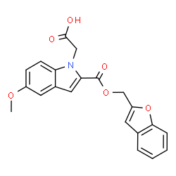 ChemSpider 2D Image | {2-[(1-Benzofuran-2-ylmethoxy)carbonyl]-5-methoxy-1H-indol-1-yl}acetic acid | C21H17NO6