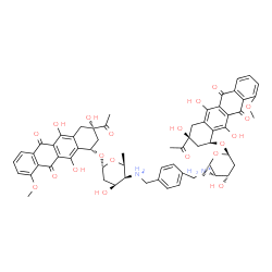 ChemSpider 2D Image | (2S,3S,4S,6R,2'S,3'S,4'S,6'R)-N,N'-[1,4-Phenylenebis(methylene)]bis(6-{[(1S,3S)-3-acetyl-3,5,12-trihydroxy-10-methoxy-6,11-dioxo-1,2,3,4,6,11-hexahydro-1-tetracenyl]oxy}-4-hydroxy-2-methyltetrahydro-2
H-pyran-3-aminium) | C62H66N2O20