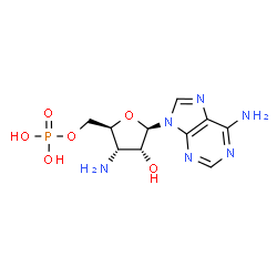 ChemSpider 2D Image | 3'-Amino-3'-deoxyadenosine 5'-(dihydrogen phosphate) | C10H15N6O6P