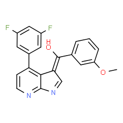 ChemSpider 2D Image | (E)-[4-(3,5-Difluorophenyl)-3H-pyrrolo[2,3-b]pyridin-3-ylidene](3-methoxyphenyl)methanol | C21H14F2N2O2