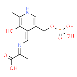 ChemSpider 2D Image | (2E)-2-{[(Z)-{3-Hydroxy-2-methyl-5-[(phosphonooxy)methyl]-4(1H)-pyridinylidene}methyl]imino}propanoic acid | C11H15N2O7P