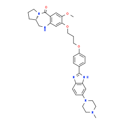 ChemSpider 2D Image | (11aS)-7-Methoxy-8-(3-{4-[6-(4-methyl-1-piperazinyl)-1H-benzimidazol-2-yl]phenoxy}propoxy)-1,2,3,10,11,11a-hexahydro-5H-pyrrolo[2,1-c][1,4]benzodiazepin-5-one | C34H40N6O4