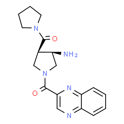 ChemSpider 2D Image | (3R,4R)-4-(pyrrolidin-1-ylcarbonyl)-1-(quinoxalin-2-ylcarbonyl)pyrrolidin-3-amine | C18H21N5O2