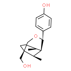 ChemSpider 2D Image | 4-[(1R,2S,5S,8S,9R)-5-(Hydroxymethyl)-8,9-dimethyl-3-oxabicyclo[3.3.1]non-2-yl]phenol | C17H24O3