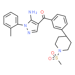 ChemSpider 2D Image | [5-Amino-1-(2-methylphenyl)-1H-pyrazol-4-yl]{3-[1-(methylsulfonyl)-4-piperidinyl]phenyl}methanone | C23H26N4O3S