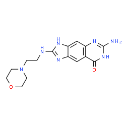 ChemSpider 2D Image | 6-amino-2-[(2-morpholin-4-ylethyl)amino]-3,7-dihydro-8H-imidazo[4,5-g]quinazolin-8-one | C15H19N7O2