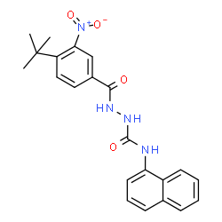 ChemSpider 2D Image | 2-[4-(2-Methyl-2-propanyl)-3-nitrobenzoyl]-N-(1-naphthyl)hydrazinecarboxamide | C22H22N4O4