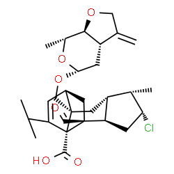 ChemSpider 2D Image | (1s,4s,5s,6r,9s,11s)-6-Chloro-9-Formyl-13-Isopropyl-5-Methyl-2-({[(3ar,5r,7r ,7as)-7-Methyl-3-Methylenehexahydro-2h-Furo[2,3-C]pyran-5-Yl]oxy}methyl)tetr Acyclo[7.4.0.02,11.04,8]tridec-12-Ene-1-Carboxylic Aci | C29H39ClO6