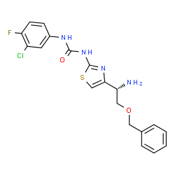 ChemSpider 2D Image | 1-{4-[(1S)-1-Amino-2-(benzyloxy)ethyl]-1,3-thiazol-2-yl}-3-(3-chloro-4-fluorophenyl)urea | C19H18ClFN4O2S