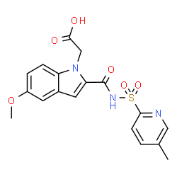 ChemSpider 2D Image | (5-Methoxy-2-{[(5-methyl-2-pyridinyl)sulfonyl]carbamoyl}-1H-indol-1-yl)acetic acid | C18H17N3O6S