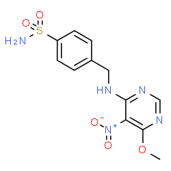 ChemSpider 2D Image | 4-{[(6-Methoxy-5-nitro-4-pyrimidinyl)amino]methyl}benzenesulfonamide | C12H13N5O5S