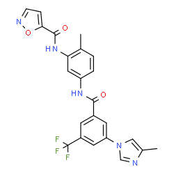 ChemSpider 2D Image | N-(2-Methyl-5-{[3-(4-methyl-1H-imidazol-1-yl)-5-(trifluoromethyl)benzoyl]amino}phenyl)-1,2-oxazole-5-carboxamide | C23H18F3N5O3