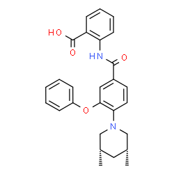 ChemSpider 2D Image | 2-({4-[(3R,5S)-3,5-Dimethyl-1-piperidinyl]-3-phenoxybenzoyl}amino)benzoic acid | C27H28N2O4