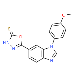 ChemSpider 2D Image | 5-[1-(4-Methoxyphenyl)-1H-benzimidazol-6-yl]-1,3,4-oxadiazole-2(3H)-thione | C16H12N4O2S