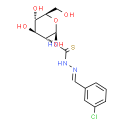 ChemSpider 2D Image | N-{[(2E)-2-(3-Chlorobenzylidene)hydrazino]carbonothioyl}-beta-D-glucopyranosylamine | C14H18ClN3O5S