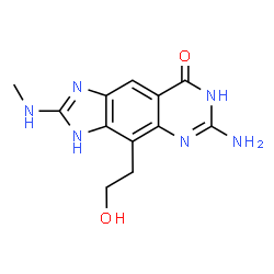 ChemSpider 2D Image | 6-Amino-4-(2-hydroxyethyl)-2-(methylamino)-3,7-dihydro-8H-imidazo[4,5-g]quinazolin-8-one | C12H14N6O2