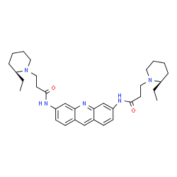 ChemSpider 2D Image | 3-[(2R)-2-Ethyl-1-piperidinyl]-N-[6-({3-[(2S)-2-ethyl-1-piperidinyl]propanoyl}amino)-3-acridinyl]propanamide | C33H45N5O2
