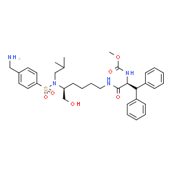 ChemSpider 2D Image | N-{(5S)-5-[{[4-(Aminomethyl)phenyl]sulfonyl}(isobutyl)amino]-6-hydroxyhexyl}-Nalpha-(methoxycarbonyl)-beta-phenyl-L-phenylalaninamide | C34H46N4O6S