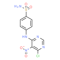 ChemSpider 2D Image | 4-[(6-Chloro-5-nitro-4-pyrimidinyl)amino]benzenesulfonamide | C10H8ClN5O4S