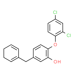ChemSpider 2D Image | 5-(1,5-Cyclohexadien-1-ylmethyl)-2-(2,4-dichlorophenoxy)phenol | C19H16Cl2O2