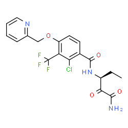 ChemSpider 2D Image | N-[(3S)-1-Amino-1,2-dioxo-3-pentanyl]-2-chloro-4-(2-pyridinylmethoxy)-3-(trifluoromethyl)benzamide | C19H17ClF3N3O4