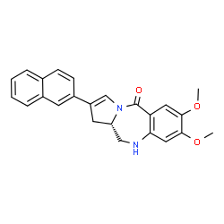 ChemSpider 2D Image | (11aS)-7,8-Dimethoxy-2-(2-naphthyl)-1,10,11,11a-tetrahydro-5H-pyrrolo[2,1-c][1,4]benzodiazepin-5-one | C24H22N2O3