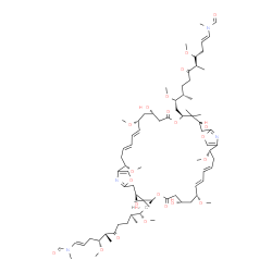 ChemSpider 2D Image | N,N'-{[(3S,5S,9S,11R,12E,14E,17S,23S,25S,29S,31R,32E,34E,37S)-3,9,23,29-Tetrahydroxy-11,17,31,37-tetramethoxy-4,4,24,24-tetramethyl-7,27-dioxo-6,20,26,40-tetraoxa-41,42-diazatricyclo[36.2.1.1~18,21~]d
otetraconta-1(41),12,14,18,21(42),32,34,38-octaene-5,25-diyl]bis[(1E,4R,5R,9S,10S)-4,10-dimethoxy-5,9-dimethyl-6-oxo-1-undecene-11,1-diyl]}bis(N-methylformamide) | C78H124N4O22