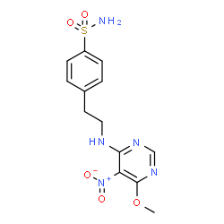 ChemSpider 2D Image | 4-{2-[(6-Methoxy-5-nitro-4-pyrimidinyl)amino]ethyl}benzenesulfonamide | C13H15N5O5S