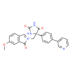 ChemSpider 2D Image | 2-({(4R)-2,5-Dioxo-4-[4-(3-pyridinyl)phenyl]-4-imidazolidinyl}methyl)-6-methoxy-1-oxo-1H-isoindolium | C24H19N4O4
