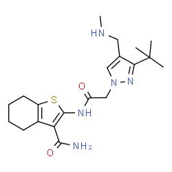 ChemSpider 2D Image | 2-[({3-Tert-Butyl-4-[(Methylamino)methyl]-1h-Pyrazol-1-Yl}acetyl)amino]-4,5,6,7-Tetrahydro-1-Benzothiophene-3-Carboxamide | C20H29N5O2S