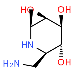 ChemSpider 2D Image | (2R,3R,4R,5R,6S)-2-(Aminomethyl)-6-methyl-3,4,5-piperidinetriol | C7H16N2O3