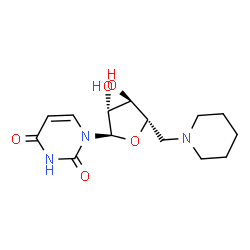 ChemSpider 2D Image | 1-(5-Deoxy-5-Piperidin-1-Yl-Alpha-L-Arabinofuranosyl)pyrimidine-2,4(1h,3h)-Dione | C14H21N3O5